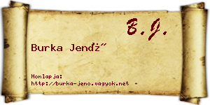 Burka Jenő névjegykártya