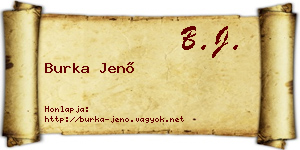 Burka Jenő névjegykártya